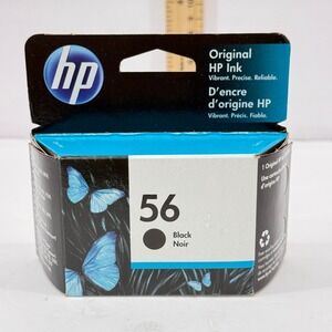 HP 56 Ink Cartridge Black Solid C6656AN Original Box New